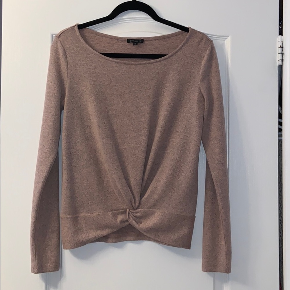 Dynamite Light Pink Front Twist Sweater